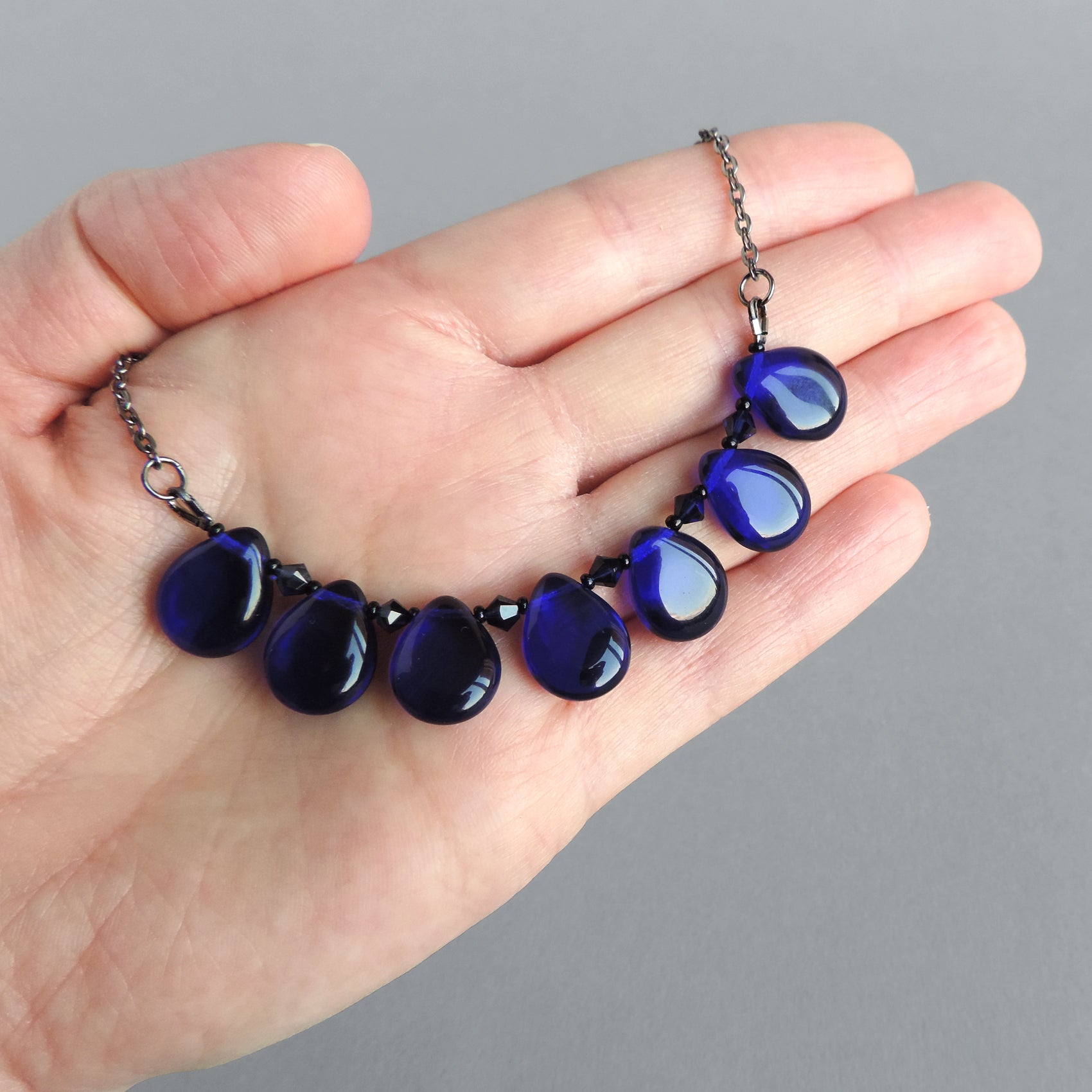 Blue Sapphire Two Line Necklace Set – Sanvi Jewels